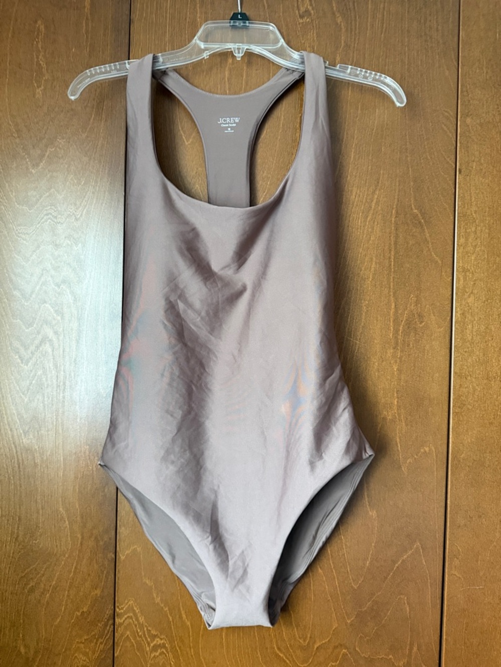 J. Crew Taupe Classic Sculpt Racer Back NWT Tank Swimsuit Sz 12. Ret $138